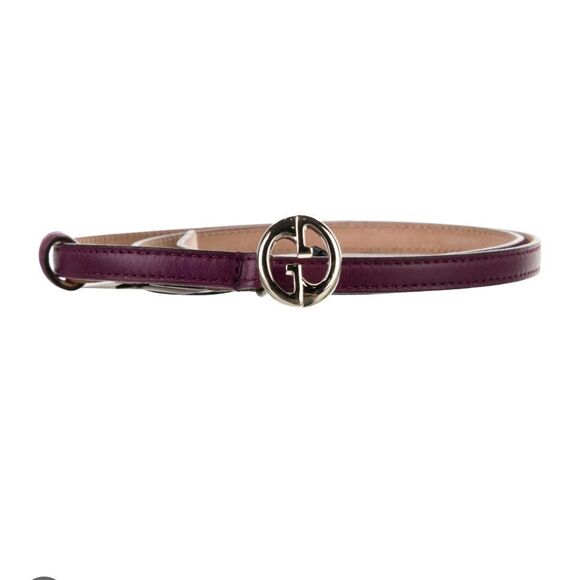 Gucci Belt GG Maroon Leather Thin US Burgundy Red Size 38 main image 10